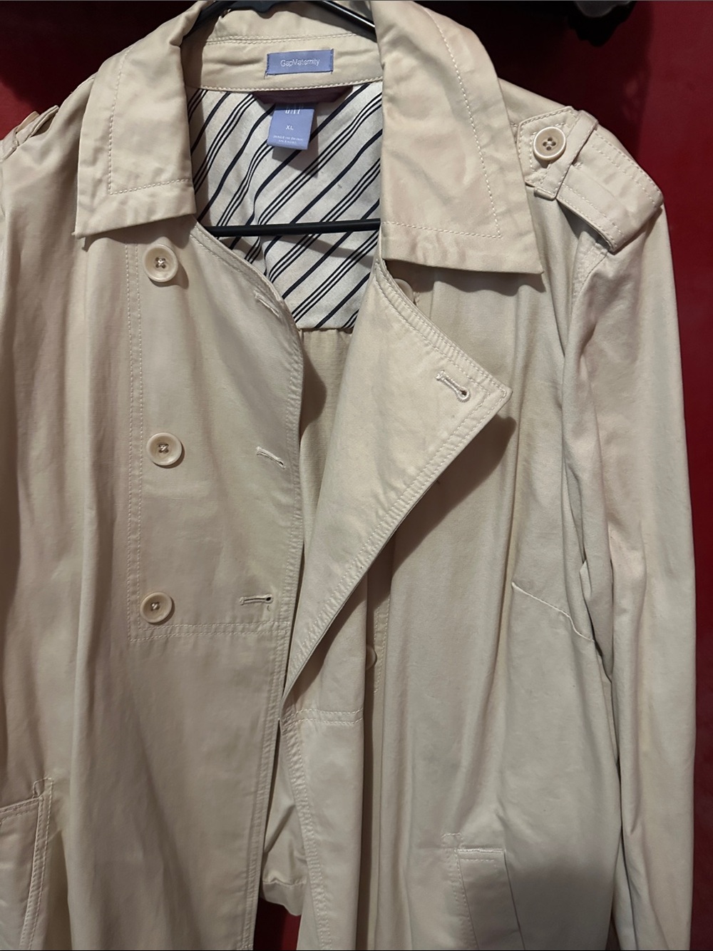 GAP Cream Double-Breasted Pea Coat